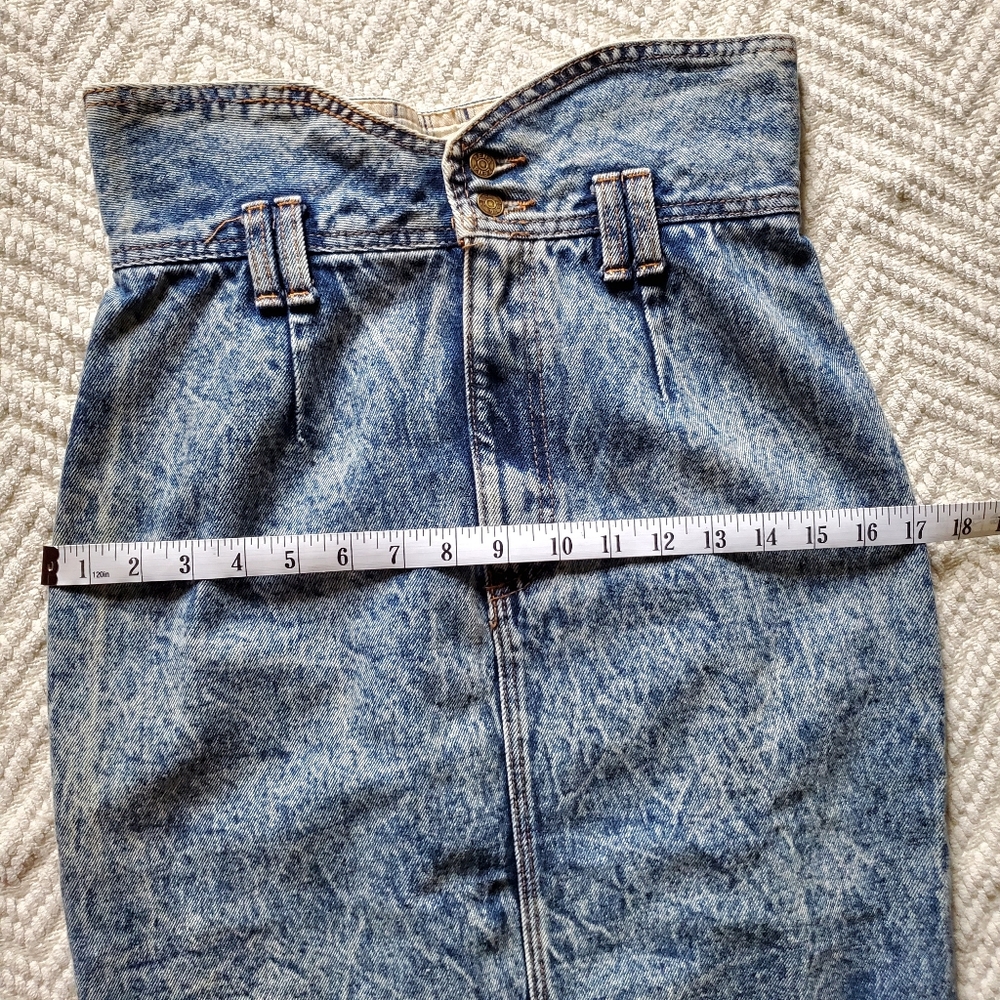 80s vintage Zena highrise acid wash denim pencil skirt - Picture 8 of 9